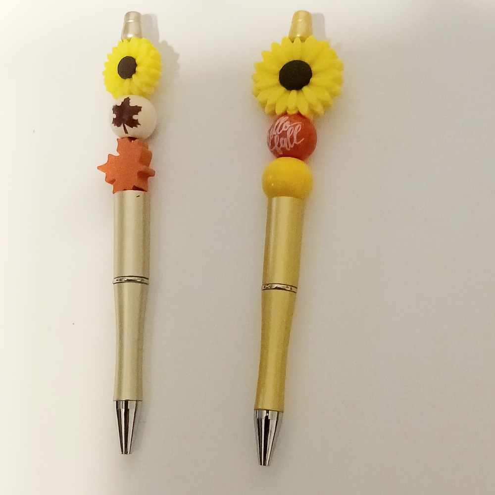Sunflower Themed Kids Pen Set - Gold and Yellow